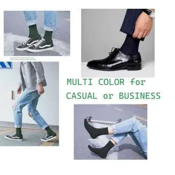 CHUNG Men Coloured Cotton Socks Unisex Novelty Solid Dress Sox Colorful Fashion Fun 6-13 Casual Crew Business Sports,10Pack, 9-13, Solid Color