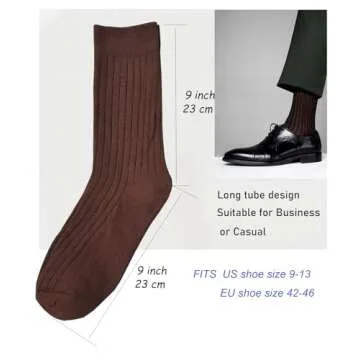 CHUNG Men Coloured Cotton Socks Unisex Novelty Solid Dress Sox Colorful Fashion Fun 6-13 Casual Crew Business Sports,10Pack, 9-13, Solid Color