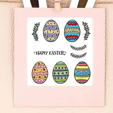 Happy Easter Clear Stamps for Card Making and Paper Craft, Easter Eggs Leaves Branch Words Clear Rubber Stamps for Holiday Card Making Decoration and DIY Scrapbooking