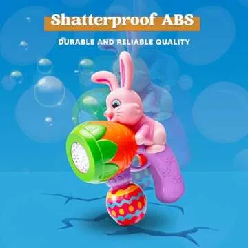 Sloosh 2 Packs Easter Bunny Bubble Gun for Toddlers 3+, Light Up Bunny Bubble Blower with 12 Refill Solution for Kids Ages 4-8, Birthday Party Gifts, Outdoor, Easter