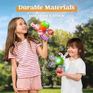 Sloosh 2 Packs Easter Bunny Bubble Gun for Toddlers 3+, Light Up Bunny Bubble Blower with 12 Refill Solution for Kids Ages 4-8, Birthday Party Gifts, Outdoor, Easter