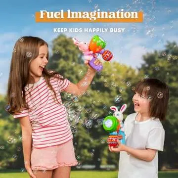 Sloosh 2 Packs Easter Bunny Bubble Gun for Toddlers 3+, Light Up Bunny Bubble Blower with 12 Refill Solution for Kids Ages 4-8, Birthday Party Gifts, Outdoor, Easter