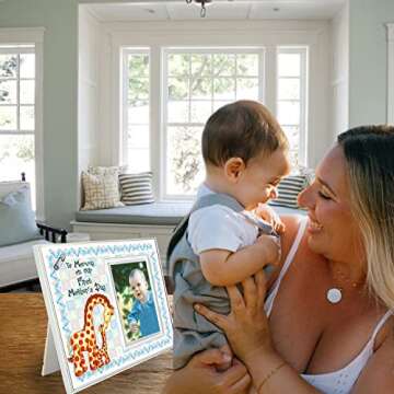 to Mommy on Our First Mothers Day, First from Baby - First Mothers Day Picture Frame Holds 3.5” x 5” Photo - Boy or Girl Nursery Decor | Baby Giraffe Theme