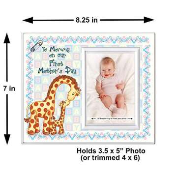 to Mommy on Our First Mothers Day, First from Baby - First Mothers Day Picture Frame Holds 3.5” x 5” Photo - Boy or Girl Nursery Decor | Baby Giraffe Theme