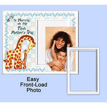 to Mommy on Our First Mothers Day, First from Baby - First Mothers Day Picture Frame Holds 3.5” x 5” Photo - Boy or Girl Nursery Decor | Baby Giraffe Theme