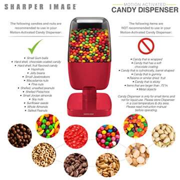 Sharper Image 13" Automatic Candy Dispenser, Touch-Activated Desktop Vending Machine, Compact Size for Shelf Work Desk Home Countertop, Fits Small Snacks Gumballs Jellybeans Nuts Trail Mix Cereal