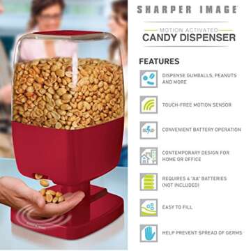Sharper Image 13" Automatic Candy Dispenser, Touch-Activated Desktop Vending Machine, Compact Size for Shelf Work Desk Home Countertop, Fits Small Snacks Gumballs Jellybeans Nuts Trail Mix Cereal