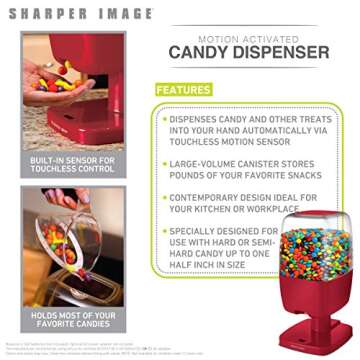 Sharper Image 13" Automatic Candy Dispenser, Touch-Activated Desktop Vending Machine, Compact Size for Shelf Work Desk Home Countertop, Fits Small Snacks Gumballs Jellybeans Nuts Trail Mix Cereal