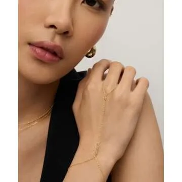 PAVOI 14K Gold Plated Beaded Hand Chain Jewelry