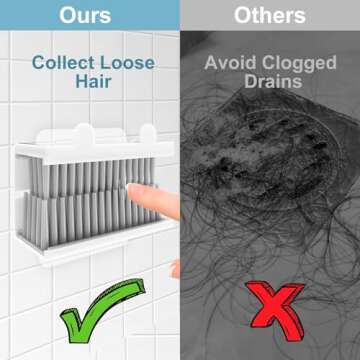 Hair Catcher, Reusable Shower Wall Hair Collector Hair Trap for Drain Protector, Silicone Hair Catch...
