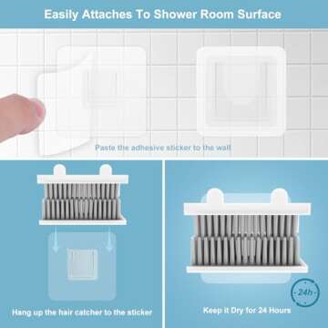 Hair Catcher, Reusable Shower Wall Hair Collector Hair Trap for Drain Protector, Silicone Hair Catcher for Bathroom Bathtub
