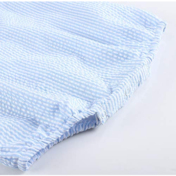 Lil Cactus Light Blue Seersucker Baby Romper 3-6M