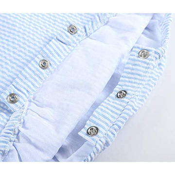 Lil Cactus Light Blue Seersucker Baby Romper 3-6M