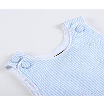 Lil Cactus Light Blue Seersucker Baby Romper 3-6M