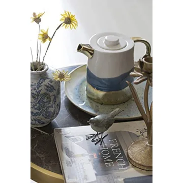 Creative Co-Op Distressed Blue & White Terracotta Vases