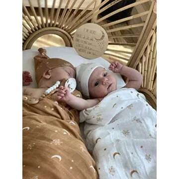 Miaoberry Organic Cotton Baby Muslin Swaddle Blanket Set