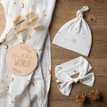 Miaoberry Organic Cotton Baby Muslin Swaddle Blanket Set