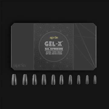 Aprés Gel-X Nail Kit Refills - Box of 500 Nail Tips, Sizes 0-9 (Natural Coffin Medium)