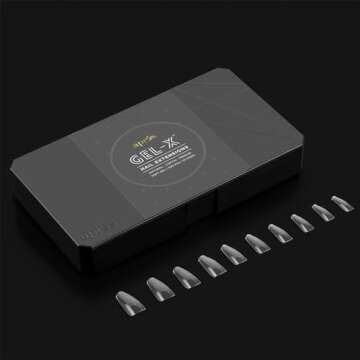 Aprés Gel-X Nail Kit Refills - Box of 500 Nail Tips, Sizes 0-9 (Natural Coffin Medium)