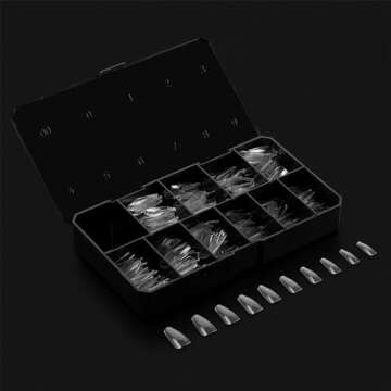 Aprés Gel-X Nail Kit Refills - Box of 500 Nail Tips, Sizes 0-9 (Natural Coffin Medium)