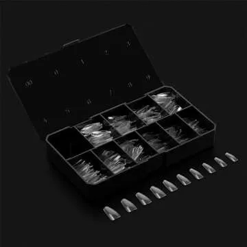 Aprés Gel-X Nail Kit Refills - Box of 500 Nail Tips, Sizes 0-9 (Natural Coffin Medium)