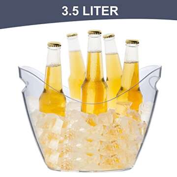 Asika Ice Bucket for Drinks, 3.5 Liter Clear Acrylic
