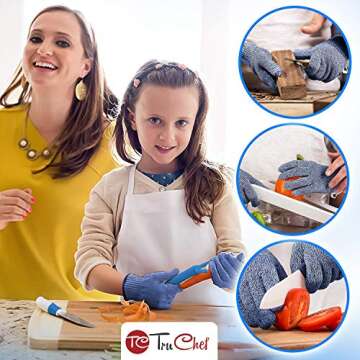 TruChef KIDS Cut Resistant Gloves (Ages 4-8) - Maximum Kids Cooking Protection. Safe hands from REAL...