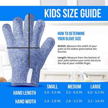 TruChef KIDS Cut Resistant Gloves (Ages 4-8) - Maximum Kids Cooking Protection. Safe hands from REAL Kitchen Knives and Tools. Perfect for Oyster Shucking and Whittling.