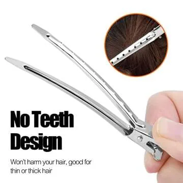 YGDZ Duck Billed Clips, 30pcs 3.5 Inch Metal Alligator Curl Hair Clips with Holes for Styling, Coloring, Thick Hair Rollers, Salon Use, Silver