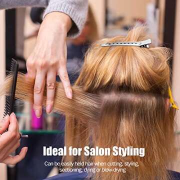 YGDZ Duck Billed Clips, 30pcs 3.5 Inch Metal Alligator Curl Hair Clips with Holes for Styling, Coloring, Thick Hair Rollers, Salon Use, Silver