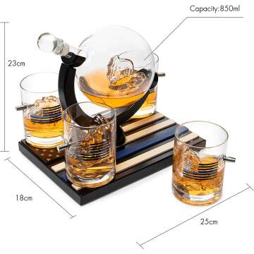 Police Decanter Set with Glasses - Thin Blue Line