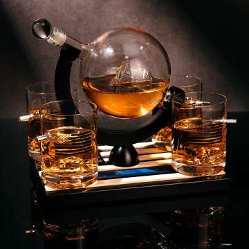 Police Decanter Set with Glasses - Thin Blue Line