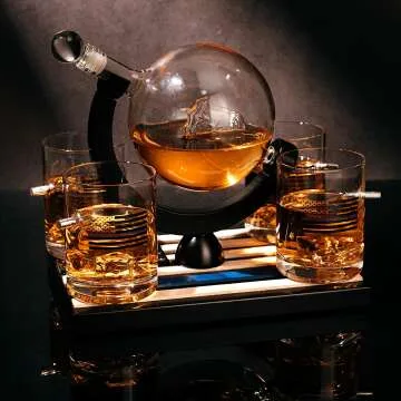 Police Decanter Set with Glasses - Thin Blue Line