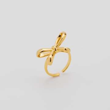NEPULOY Gold Bow Ring for Women Dainty Open Adjustable Ring Trendy Promise Rings for Women