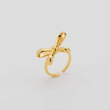 NEPULOY Gold Bow Ring for Women Dainty Open Adjustable Ring Trendy Promise Rings for Women
