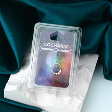 COCHARM Septum Ring Gold 16g Heart Septum Piercing Jewelry for Women Clear CZ Daith Earrings 8mm Stainless Steel Daith Jewelry