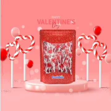 Fruidles Mini Heart Lollipops - Strawberry Flavor in Red
