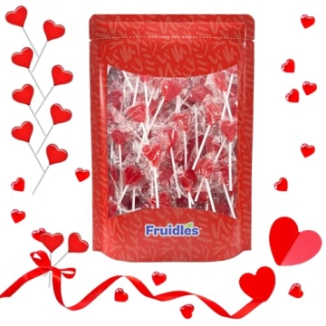 Fruidles Mini Heart Lollipops - Strawberry Flavor in Red