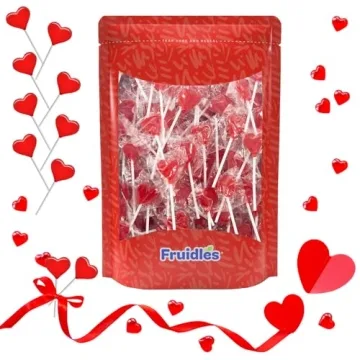 Fruidles Mini Heart Lollipops - Strawberry Flavor in Red