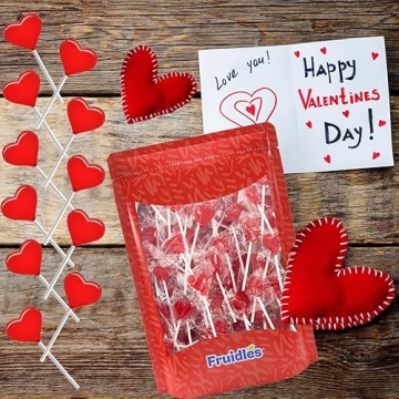 Fruidles Mini Heart Lollipops - Strawberry Flavor in Red