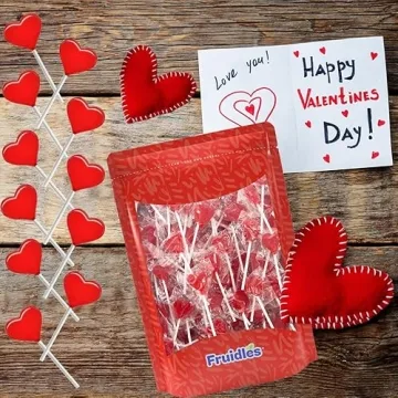 Fruidles Mini Heart Lollipops - Strawberry Flavor in Red
