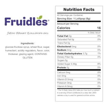 Fruidles Mini Heart Lollipops - Strawberry Flavor in Red