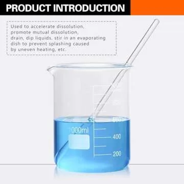 12PCS Durable Glass Stirring Rods for Kitchen & Lab Use