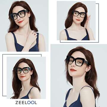 Zeelool Stylish Thick Cat Eye Glasses Frame with Clear Lens Charmaine ZOA01901-01 Black