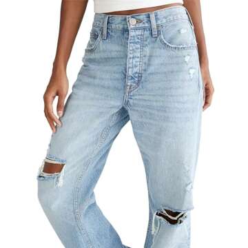AEROPOSTALE Women's Aero Baggy Jean in Medium Ripped for Eco-Friendly Appeal