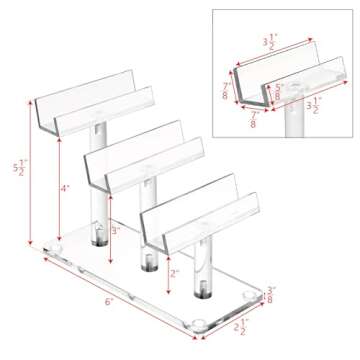 MOOCA 3 Tier Acrylic Eyewear Display Stand, Sunglasses Rack Holder, Sunglasses Stand, Eyewear Organizer for Eyeglasses, 5 in H