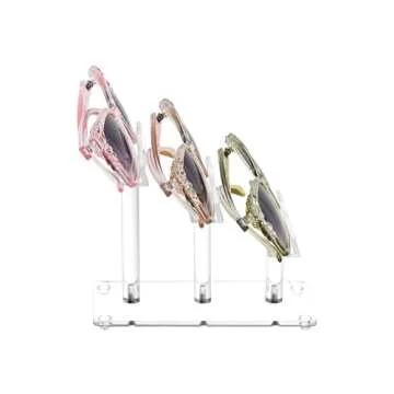MOOCA 3 Tier Acrylic Eyewear Display Stand, Sunglasses Rack Holder, Sunglasses Stand, Eyewear Organizer for Eyeglasses, 5 in H