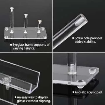 MOOCA 3 Tier Acrylic Eyewear Display Stand, Sunglasses Rack Holder, Sunglasses Stand, Eyewear Organizer for Eyeglasses, 5 in H