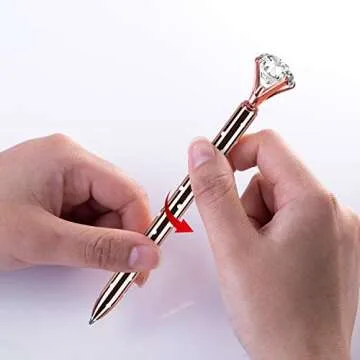 HBlife 5 PCS Big Crystal Diamond Ballpoint Pen Metal Ballpoint Pen Office Supplies，Gold Pens with 5 Ballpoint Pen Refills, 1 Black Velvet Bag, Black Ink