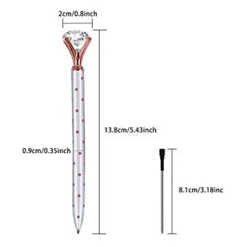 HBlife 5 PCS Big Crystal Diamond Ballpoint Pen Metal Ballpoint Pen Office Supplies，Gold Pens with 5 Ballpoint Pen Refills, 1 Black Velvet Bag, Black Ink